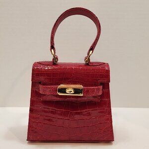 NWOT Vintage Gorgeous Red Mini Kelly Style Bag W/Detachable Strap & Top Handle
